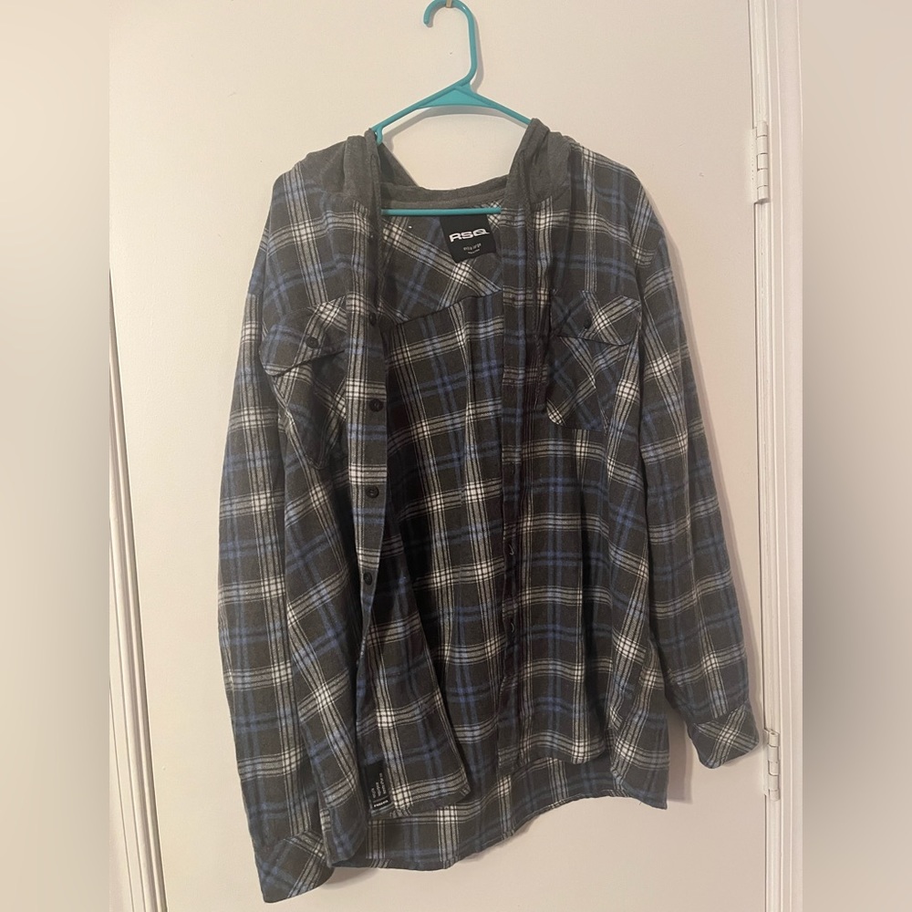 Grey and Blue RSQ flannel hoodie